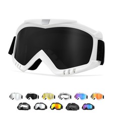 Dirt Bike ATV OffRoad Goggles UV Protection Windproof Riding White/Black