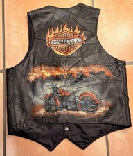 VINTAGE HARLEY DAVIDSON HAND PAINTED MENS LEATHER VEST SZ 48