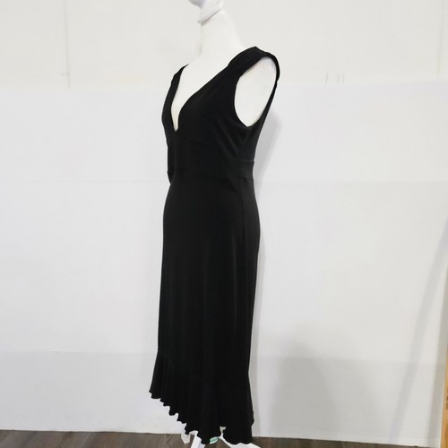 Max and Cleo Size S Black Polyester Low Cut V Neck Ruched Shoulder Tank Dress wi - Picture 13 of 24