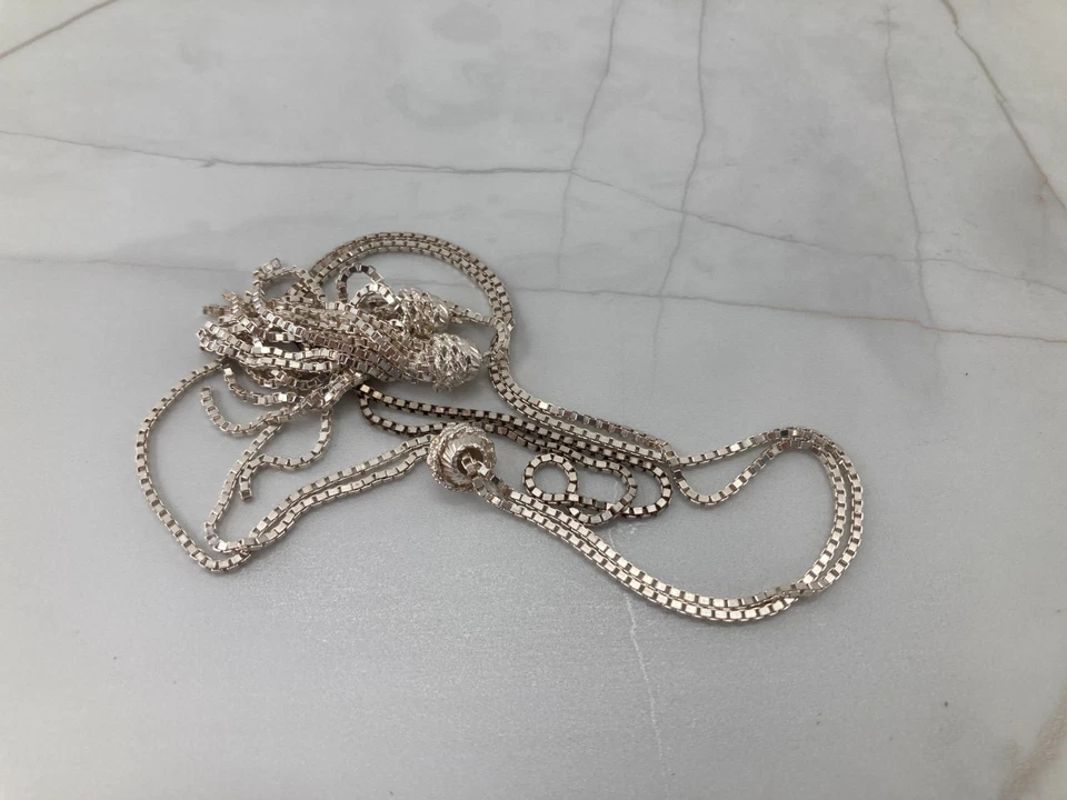 AK Prata Esterlina Caixa Corrente Borla Colar Lariat Atasay Kuyumculuk Turquia 925 - Imagem 2 de 4