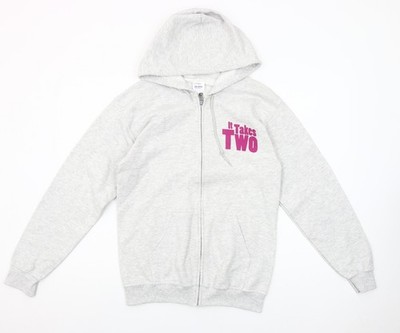 Gildan Damen grauer Hoodie mit durchgehendem Reißverschluss Small It Takes Two Hairspray Tour