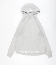Womens UK Size S Running Bear Grey Pullover Hoodie