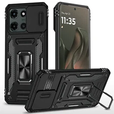 For Motorola Edge 2025 Case Sliding Lens Shockproof Cover w/ Magnetic Ring Stand