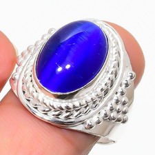 Blue Onyx Gemstone Handmade 925 Sterling Silver Jewelry All Size Ring For Gift