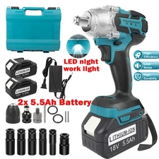 Cordless Electric Impact Wrench Gun 1/2'' High Power Driver w/ Li-ion Battery