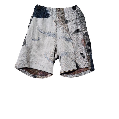 Wolf Print Tapestry Knit Shorts L Unisex Loungewear, Art Knit, Statement Piece - Picture 5 of 9