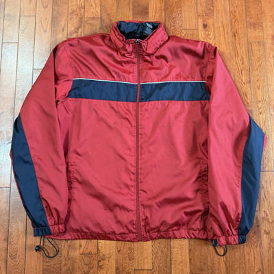 Starter Red and Black Full-Zip Hooded Windbreaker Jacket Size XL