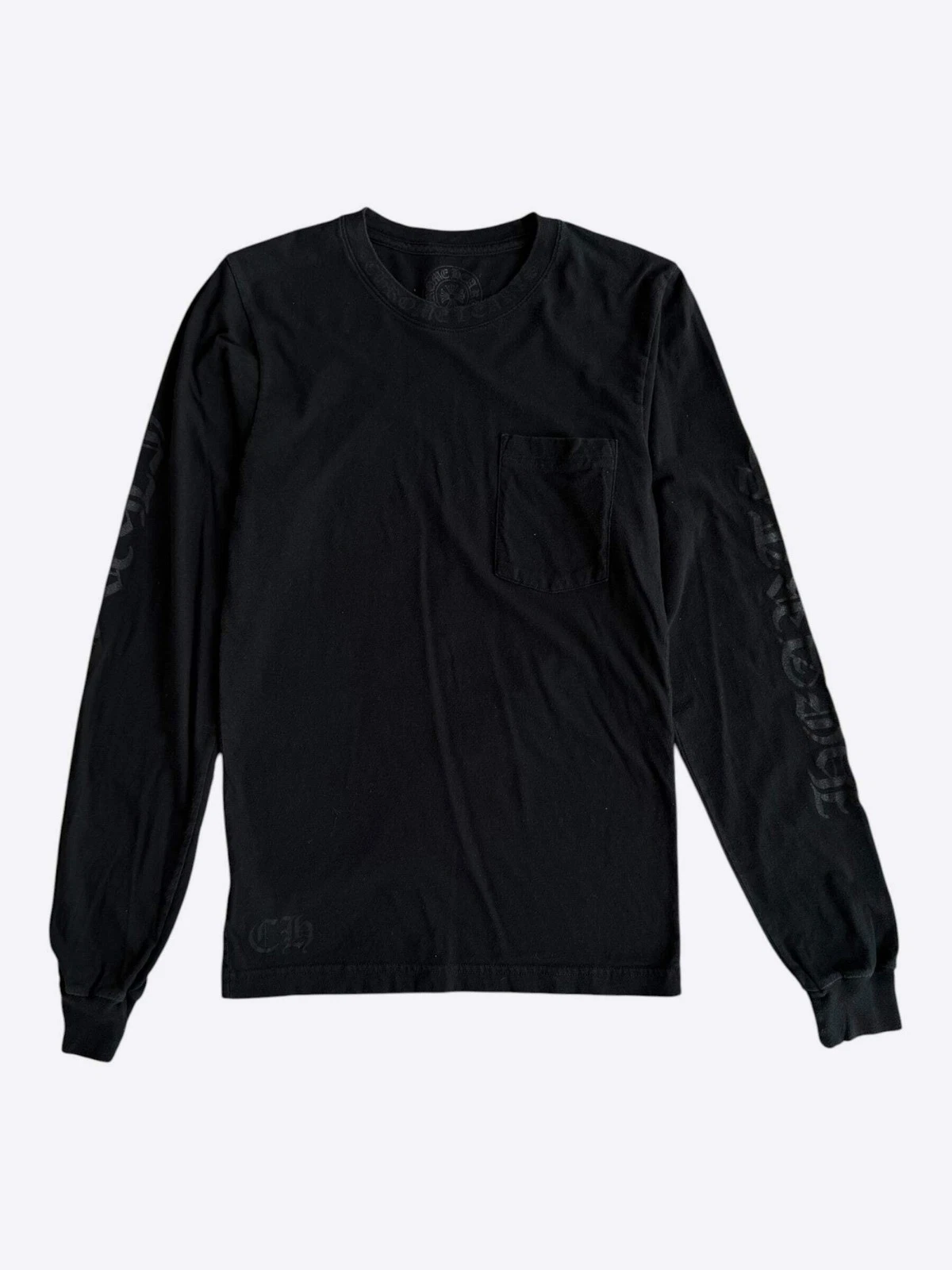 Chrome Hearts Black Neck Logo Longsleeve T-Shirt