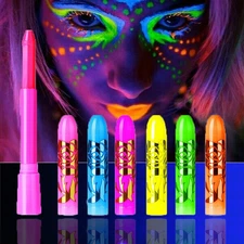 Glow in The Black Light Face  Body Paint, Neon Glow Fluorescent Face Paint