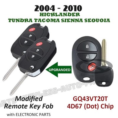 2x GQ43VT20T -Dot Chip for Toyota Tacoma 2005-2010 Upgraded Flip Remote Key Fob