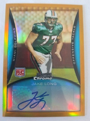 2008 Bowman Chrome Football Jake Long Rookie Auto Gold Refractor # d 25