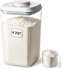 Pop Airtight Food Storage Container with Lid, 4L/4.2qt Large Cereal Flour Sugar