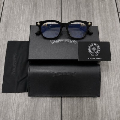 Chrome Hearts Black Square Full Rim Plastic Eyeglass Frames Cross w/ Case Cloth
