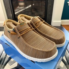 Sz 10 Hey Dude Wally Stretch Sox Brown Loafers Casual Slip On 41898-2LI Mens