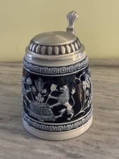 Zinn Beer Stein. 6 tall. lidded