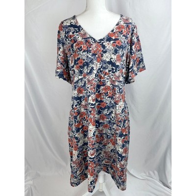 Pact Fit & Flare Easy Dress Women 3XL Short Sleeves Autumn Cosmos