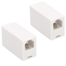 2 PCS RJ11 6P4C Inline Coupler Modular Female Straight Telephone Adapter White