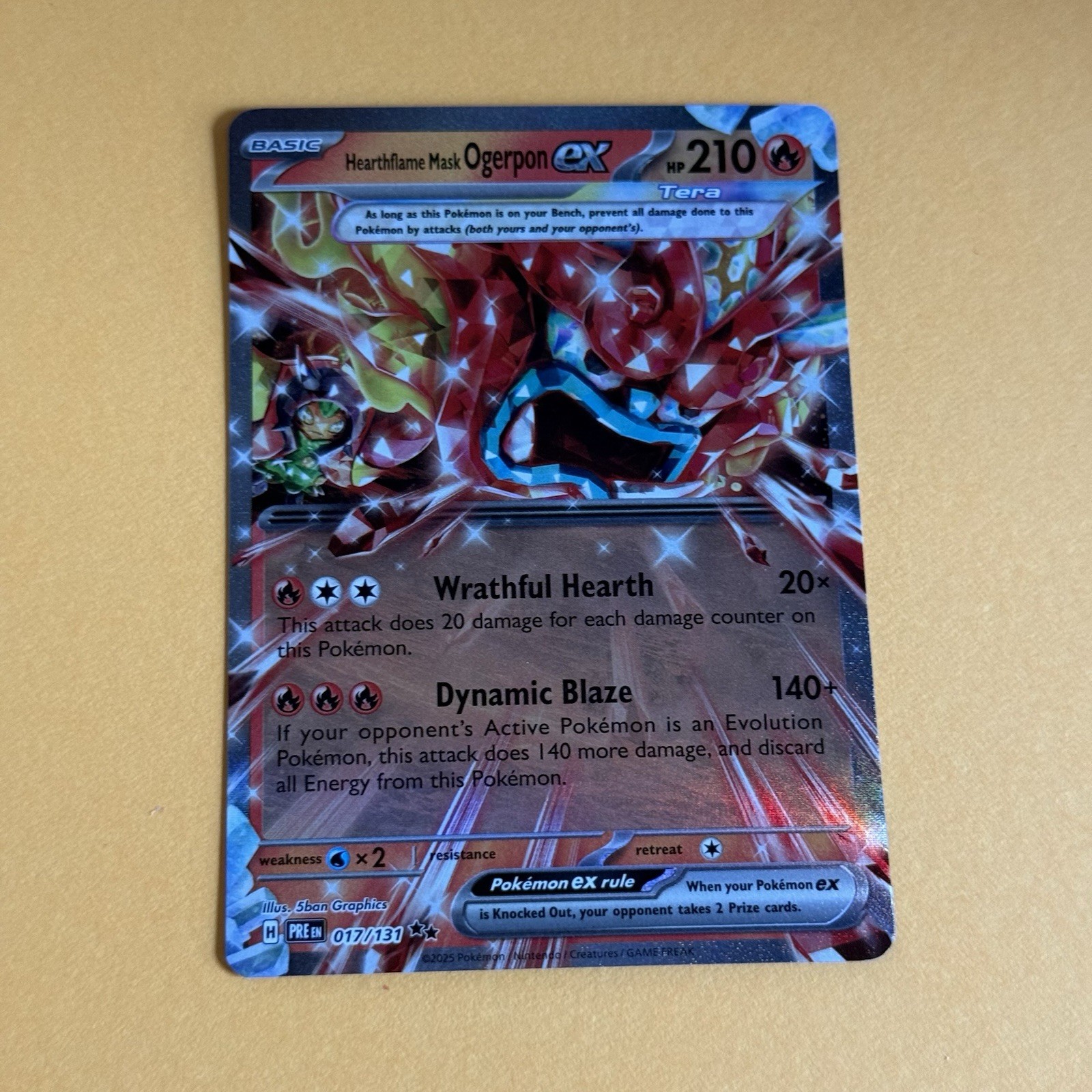 Hearthflame Mask Ogerpon ex 17/131 Double Rare - Pokemon Prismatic Evolutions NM