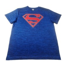 Superman Compression Shirt Men's Size Medium Blue Red Short Sleeve Logo DC Comic