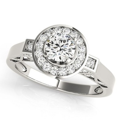 Preisvorschlag 2 kt DE/VS Lab Grown runder Diamant Halo Verlobungsring 18 K Weißgold