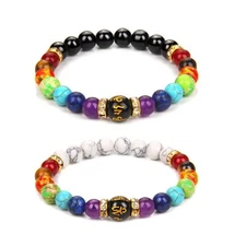 7 Chakra Bracelets for Women 8mm Chakra Natural Stone Bracelet Lava Rock 7 Chakr