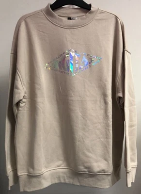 H&M Divided Sweatshirt XS Cream Digital Love Motif New with Tags - Image 1 of 4