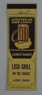 Lodi Grill on the Square Lodi OH Matchbook Cover