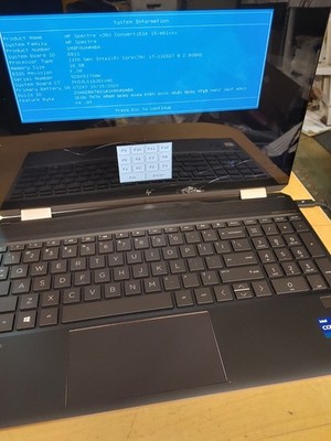HP Spectre x360 15-eb1xxx Core i7-1165G7@2.80GHz, 16GB RAM , NO SSD, FOR PARTS
