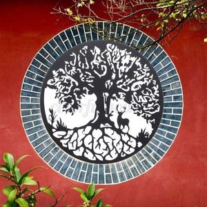 Tree Of Life With Stag Metal Circular Wall Art Decor Indoor Garden Hand Finished Ebay