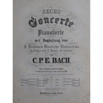 Bach C.P.E.Concerto C Moll Piano Geige Alt- Cello XIX