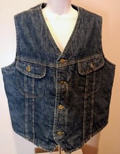 Vintage 80-90's LEE STORM RIDER Denim Jean Vest Jacket Sherpa Lined Mens Medium
