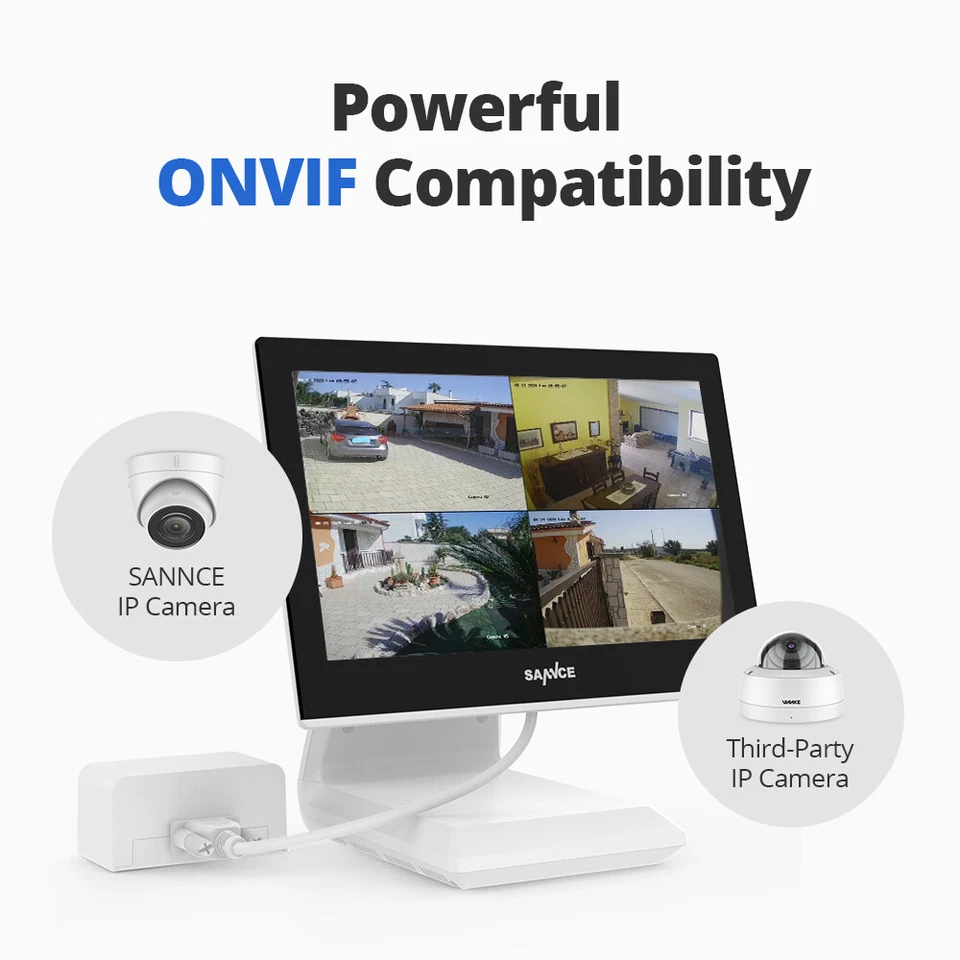 SANNCE 10.1" Monitor LCD 4CH 1080P DVR Überwachungskamera Bewegungserkennung - Bild 4 von 4