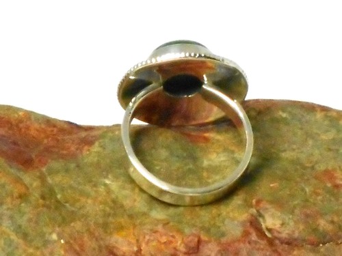 Green Round MALACHITE Sterling Silver 925 Gemstone Ring - Picture 4 of 4