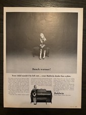 BALDWIN PIANOS ORGANS GUITARS ELECTRONICS BENCH WARMER VINTAGE PRINT AD 1966