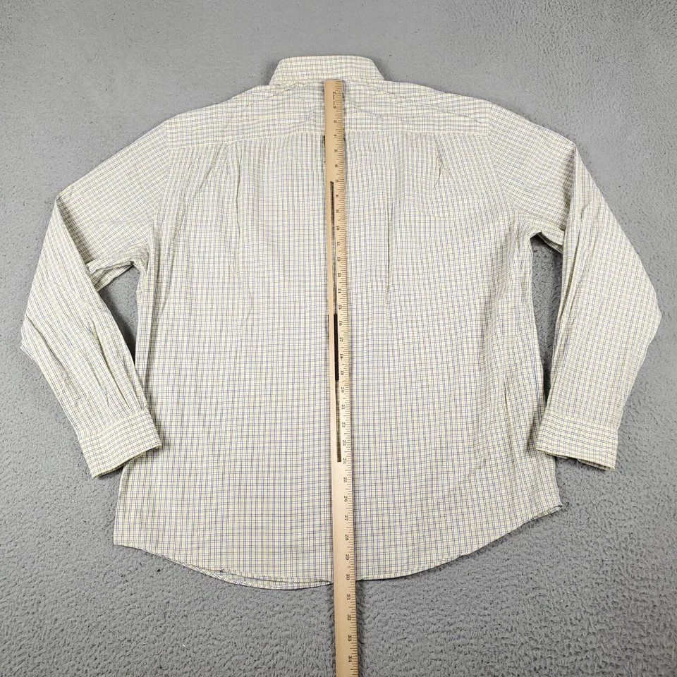 Nautica Shirt Mens Size 16.5 Yellow Blue Plaid Dress Button Up Long Sleeve * - Image 4 of 4
