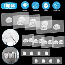 16PCS Shower Caddy Shelf Adhesive Hooks Nail Free for Basket Bathroom Shelf Rack