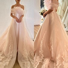 Pink Elegant Wedding Dresses Off Shoulder Pleated Mermaid Satin Bridal Gowns