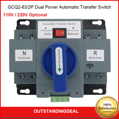 GCQ2-63/2P 63A Dual Power Automatic Transfer Switch ATSE Switch 110V or 220V ot2