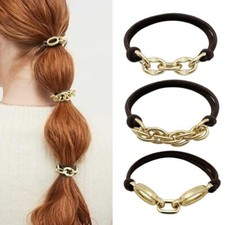 Brown Ponytail Holders Bracelet Hair Ties, Cute Elastic Hair Bands DK Brown-01
