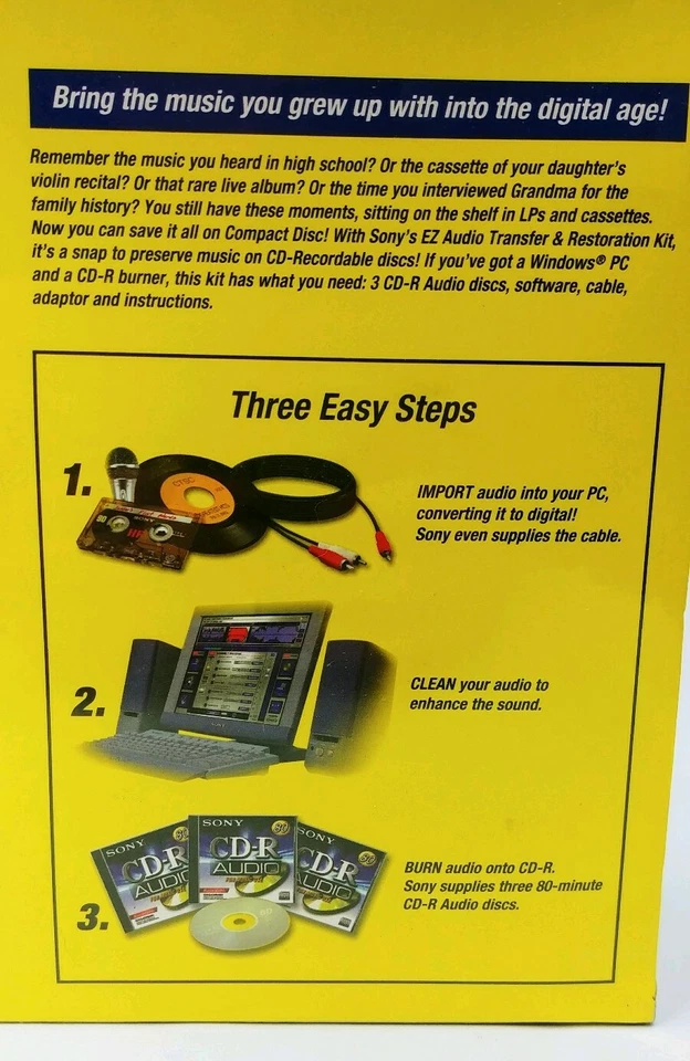 SONY MAGIX EZ Audio Transfer & Restoration Kit w/ (8) Blank CD-R Discs, Sealed - Image 3 of 4