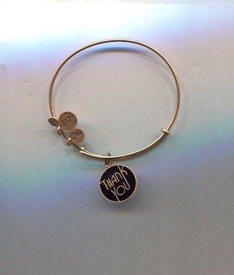 ALEX ANI gold black thank you bracelet