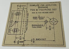 Russwin 700 750 800 850 Rose Set Lock Template Directions Vintage Sheet