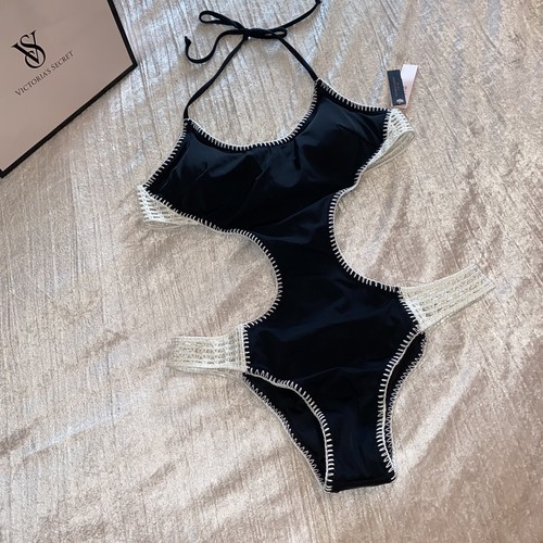 Victoria’s Secret Carova Black Crochet Backless Swimsuit One Piece Bikini NEW M - Picture 5 of 7