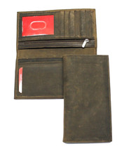 RFID Safe Credit Card Leather Check Book Cover - Hunter Dark Brown Leather