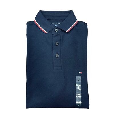 Tommy Hilfiger Men's Regular Fit Stripe Tipping Wicking Long Sleeve Polo  Shirt