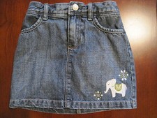 Gymboree Girl Denim Blue Jean Elephant Adjustable Waist Skirt Skort Sz 5 EUC