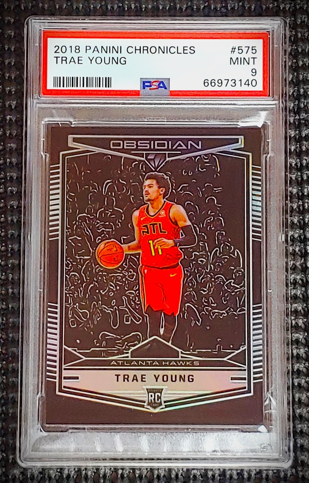 TRAE YOUNG 2018 Panini Chronicles basketball Obsidian ROOKIE card PSA 9 Mint RC