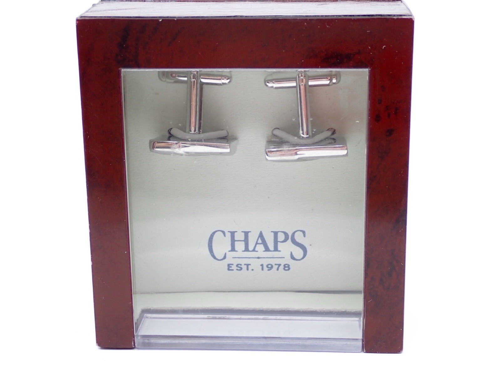 Chaps rectangle cufflinks polished and brushed si… - image 11