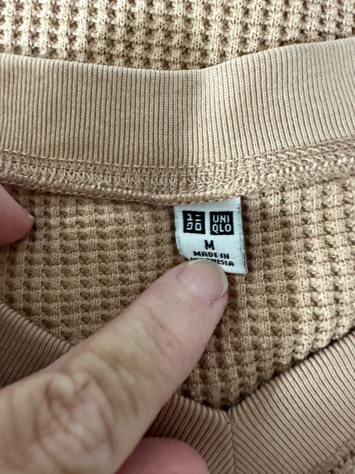 UNIQLO beige cotton Thermal Weave Shirt Dress Women's M - Image 3 of 4