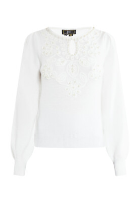 B-WARE FAINA DAMEN STRICKPULLOVER Farbe: Weiss Grösse: M/L 